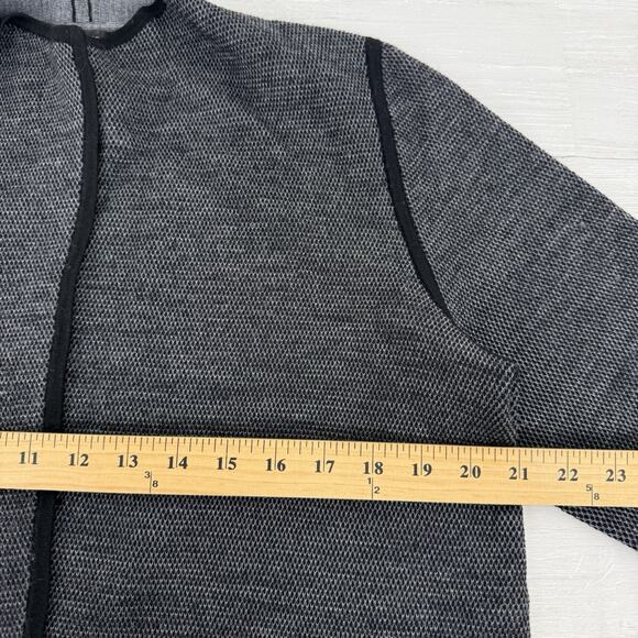Talbots Pure Merino Wool Cardigan Jacket Womens Large Open Front Pockets Gray - Picture 13 of 14